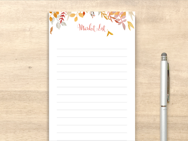 Personalized Lined List Notepad - Fall Leaves - JubileeDesignCompany
