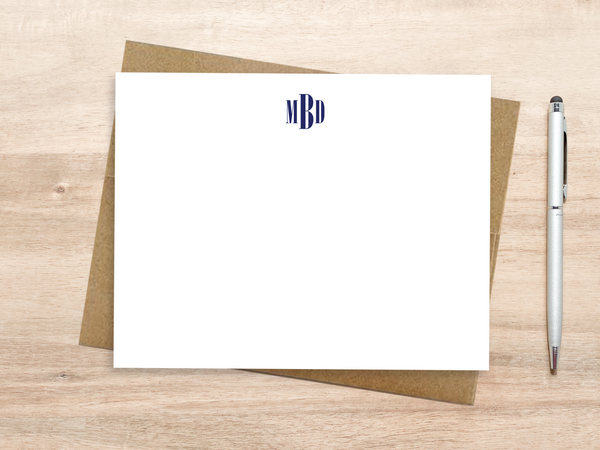 Personalized Notecard Set - Narrow, Modern Monogram - JubileeDesignCompany