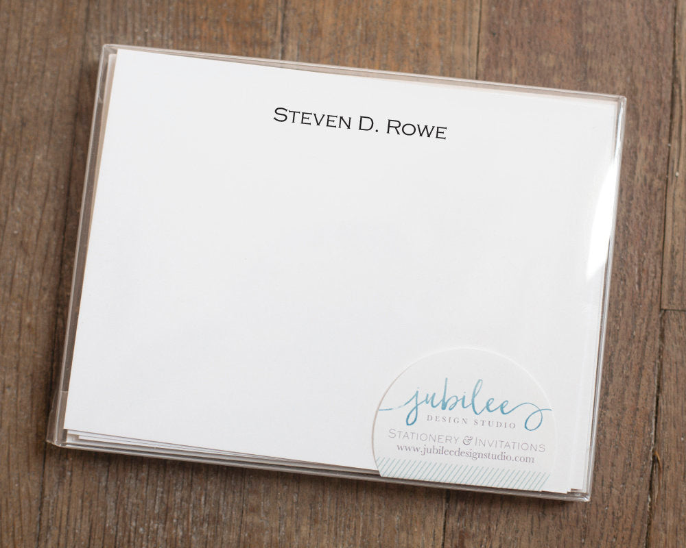 Custom Face Less Note Cards Personalized Notecard Set - Professional Small-Caps Name ...