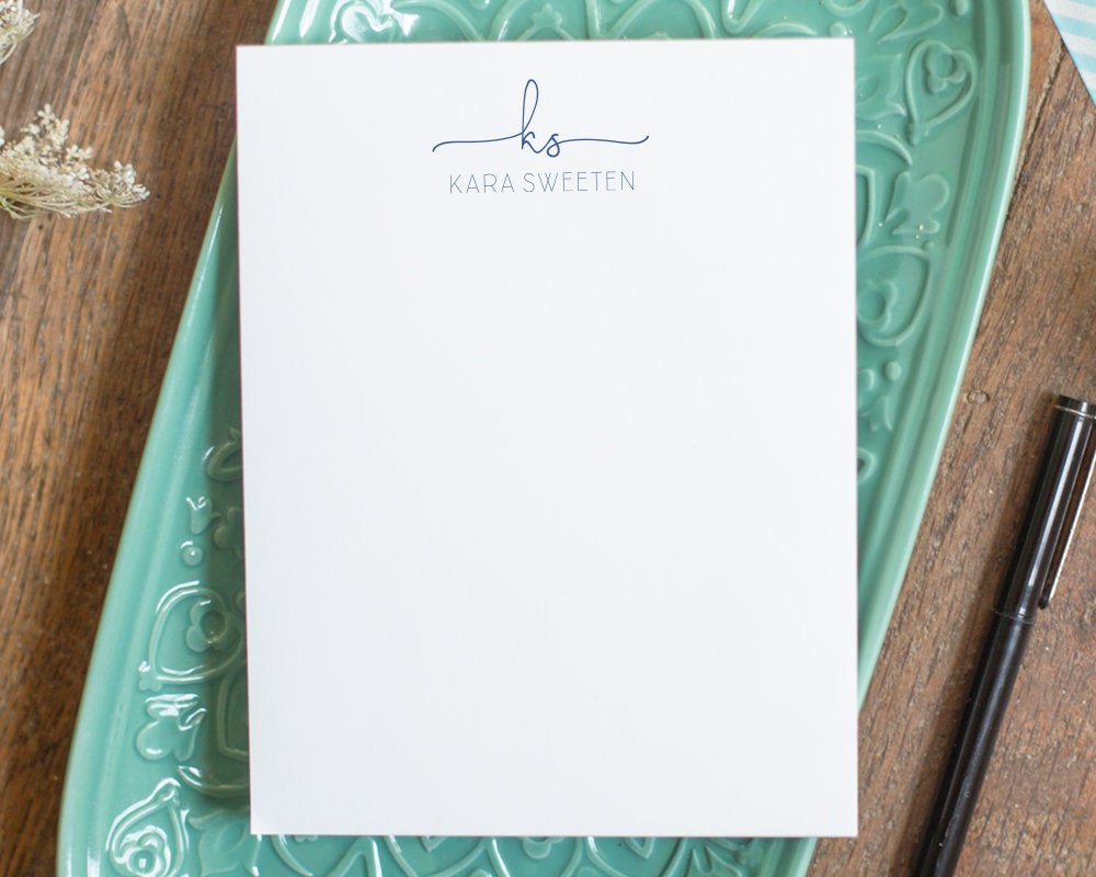 Personalized Notepad - Script Initials with Name Design ...